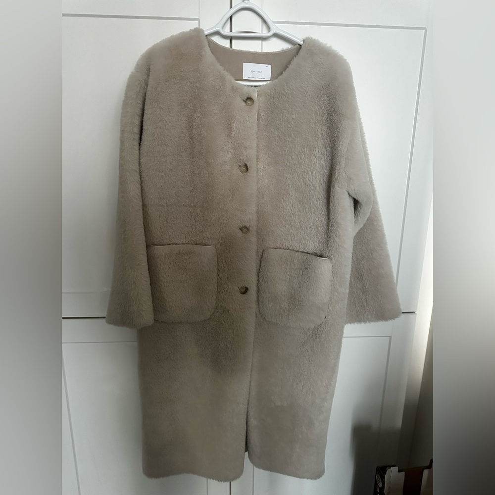 OAK + FORT Cream Taupe Teddy Jacket